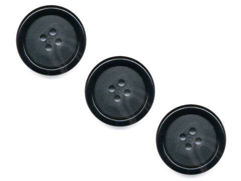 Round Rimmed Two-Tone Buttons - Black & Translucent - 534