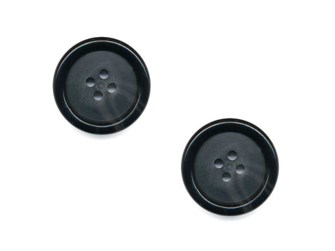 Round Rimmed Two-Tone Buttons - Black & Translucent - 535