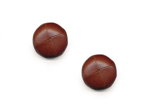 Round Leather Buttons - Brown - 554