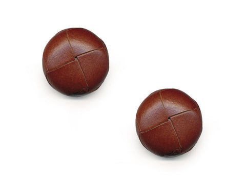 Round Leather Buttons - Brown - 555