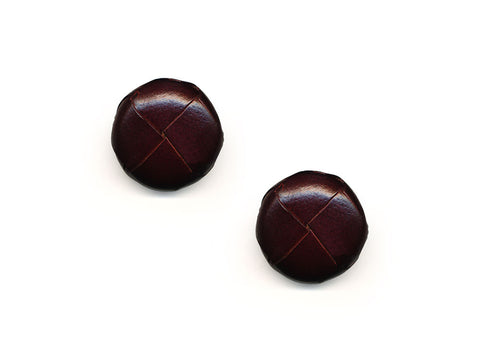 Round Leather Buttons - Brown - 558