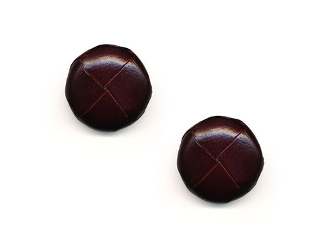 Round Leather Buttons - Brown - 559