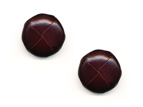 Round Leather Buttons - Brown - 560