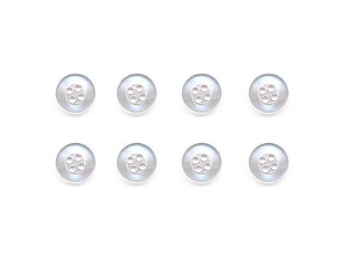 Round Pearlescent Thick Rimmed Buttons - White - 841