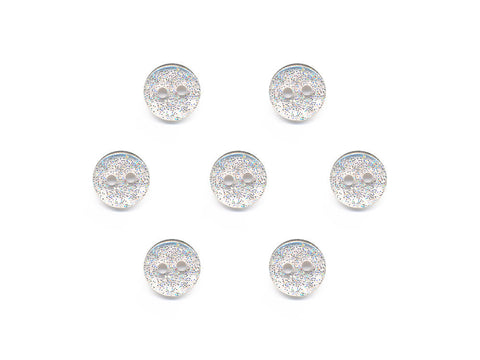 Round Plain Glitter Buttons - Clear - 848
