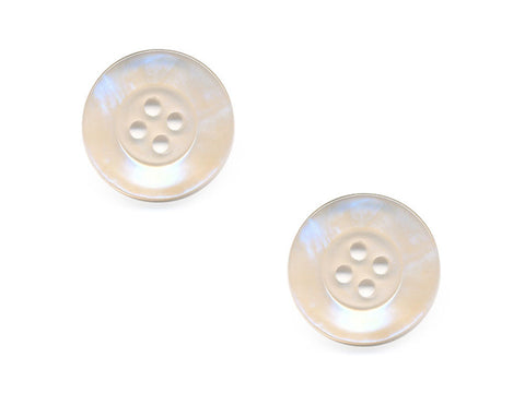 Round Pearlescent Thick Rimmed Buttons - Cream - 861