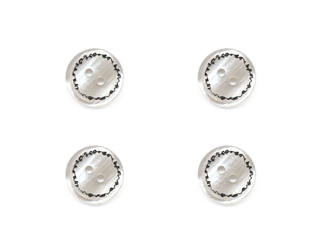Round Pearl Effect Printed Buttons - Cream - 889