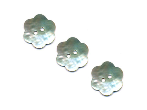 Flower Shaped Shell Buttons - Silver - 906