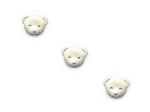 Teddy Bear Head Shaped Rubber Buttons - Cream - 916