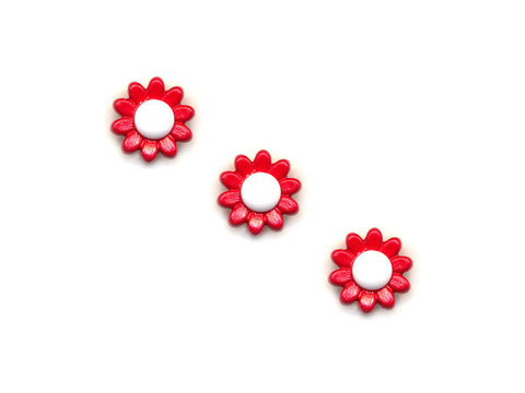 Flower Buttons - Red & White - 926