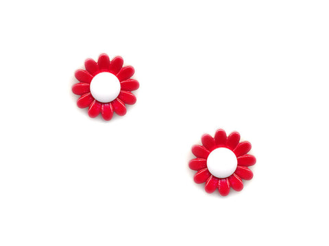 Flower Buttons - Red & White - 927