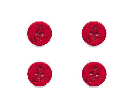 Round Bee Print Buttons - Red/Orange - 928