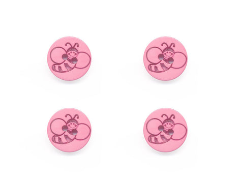 Round Bee Print Buttons - Pink - 929