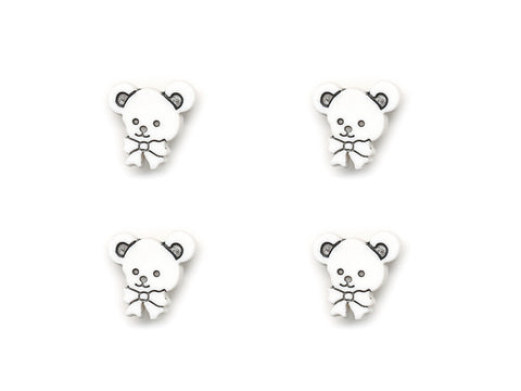 Teddy Bear Head Shaped Buttons - White - 950