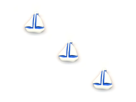 Boat Shaped Buttons - Cream & Blue - 959