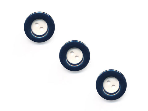 Round Rimmed Two-Tone Buttons - Blue & Cream - 963