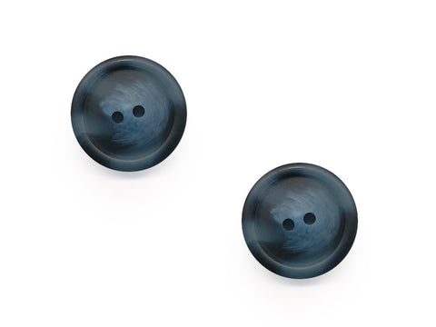 Chunky Round Rimmed Wood Effect Buttons - Blue - 979