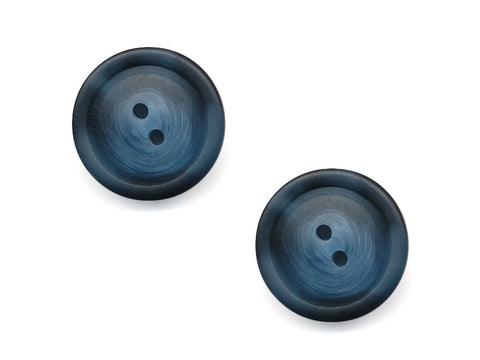 Chunky Round Rimmed Wood Effect Buttons - Blue - 980