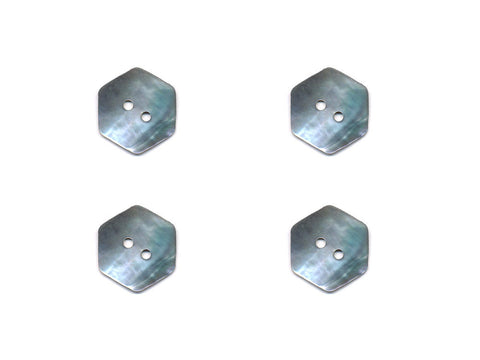 Hexagonal Shaped Shell Buttons - Silver - 981