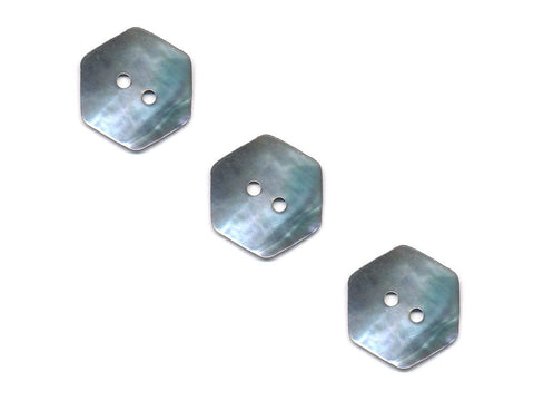 Hexagonal Shaped Shell Buttons - Silver - 982