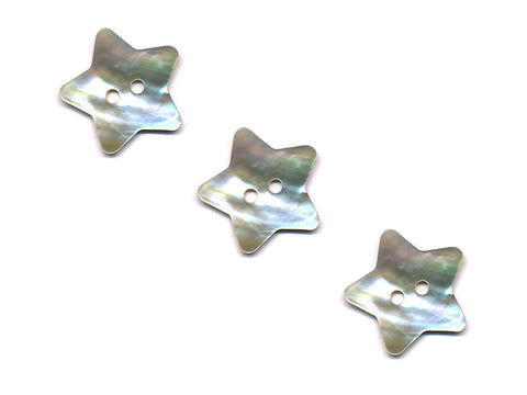 Star Shaped Shell Buttons - Silver - 989