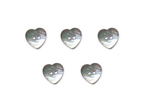 Heart Shaped Shell Buttons - Silver - 990