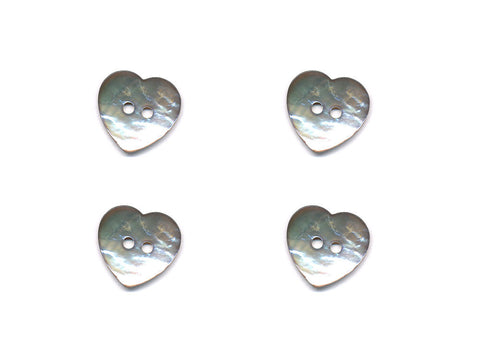 Heart Shaped Shell Buttons - Silver - 991