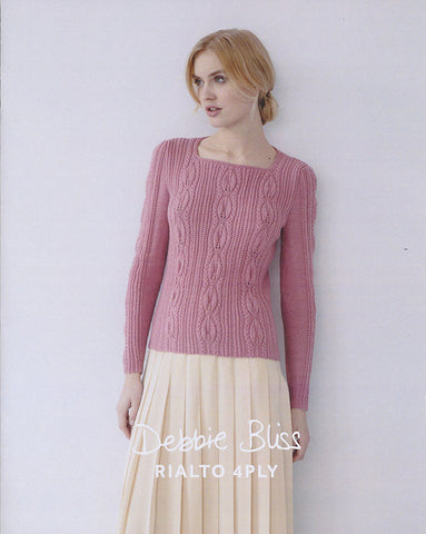 Leaf Stitch Sweater in Debbie Bliss Rialto 4 Ply (DB077)