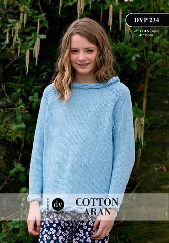 Young Lady Cable Jumper in DY Choice Cotton Aran (DYP234)