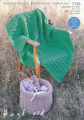Basket Cover and Throw in Hayfield Bonus Aran (7730)