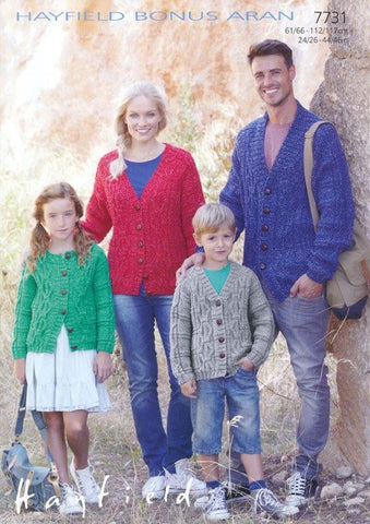 Family Cardigans in Hayfield Bonus Aran (7731)