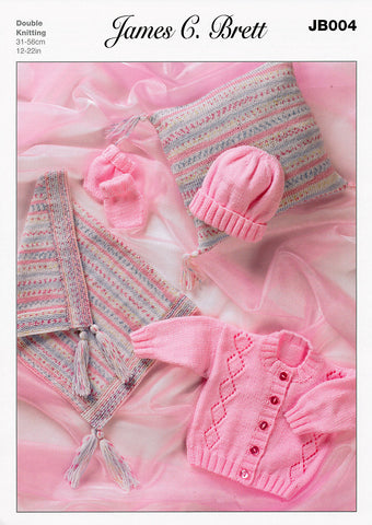 Pram Set in James C. Brett Magi-Knit DK and Baby DK (JB004)