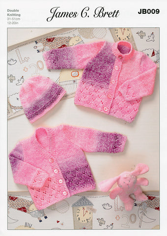Cardigans and Hat in James C. Brett Baby Marble DK (JB009)
