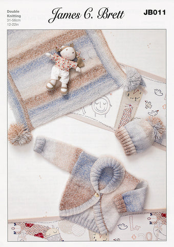 Cardigan, Hat and Blanket in James C. Brett Baby Marble DK (JB011)