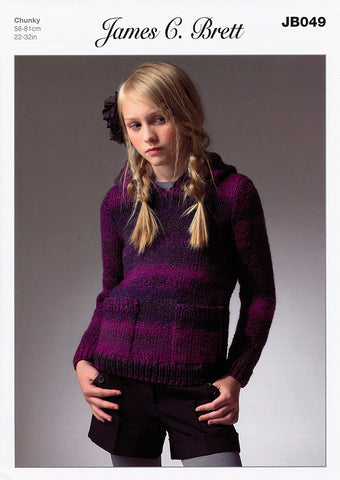 Hooded Sweater in James C. Brett Marble Chunky (JB049)