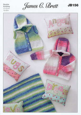 Hooded Cardigan, Waistcoat and Blanket in James C. Brett DK (JB156)