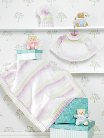 Cape, Blanket and Hat in James C. Brett Baby Marble DK (JB283)