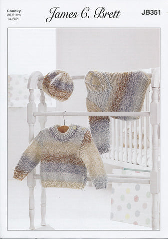 Sweaters and Hat in James C. Brett Baby Marble Chunky (JB351)