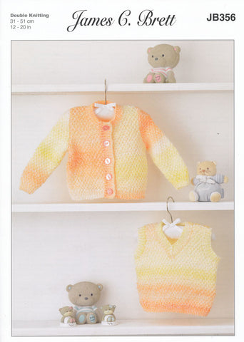 Cardigan and Slipover in James C. Brett Baby Marble DK (JB356)