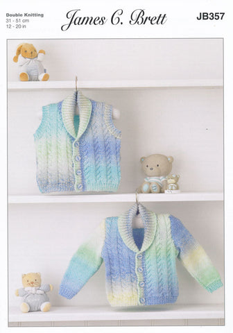 Cardigan and Waistcoat in James C. Brett Baby Marble DK (JB357)