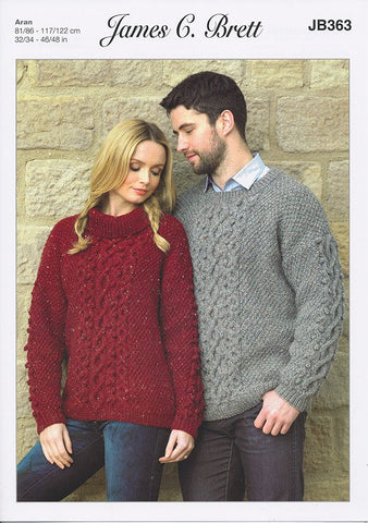 Sweaters in James C. Brett Rustic with Wool Aran (JB363)