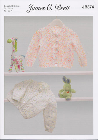 Cardigans in James C. Brett Baby Twinkle Prints DK (JB374)