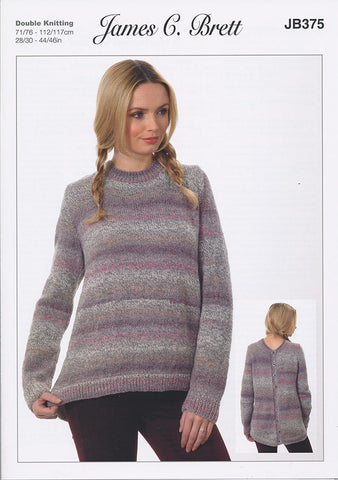 A Line Sweater with Back Fastening in James C. Brett Marble DK (JB375)