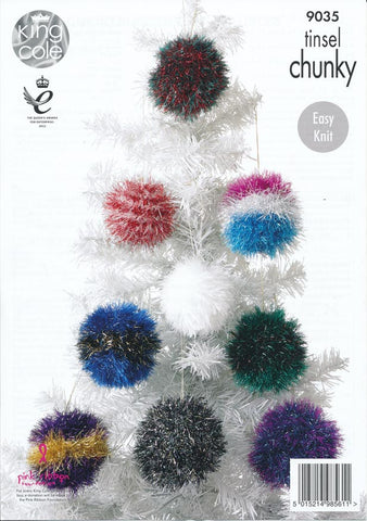 Tinsel Christmas Tree and Baubles in King Cole Tinsel Chunky (9035)