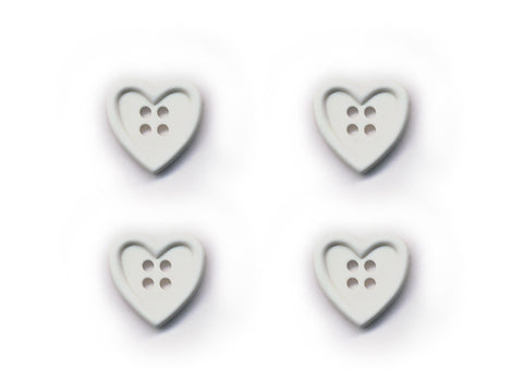 Heart Shaped Buttons - White - 017