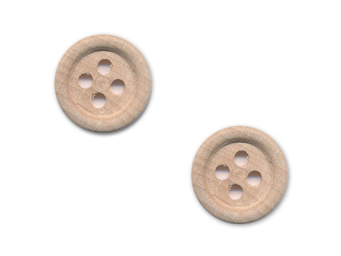 Rimmed Round Buttons - Wood - 100