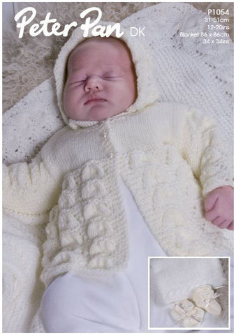 Matinee Coat, Bonnet, Bootees, Mittens and Shawl in Peter Pan DK (P1054) Digital Version