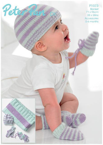 Beanie, Mittens, Socks & Blanket in Peter Pan DK (P1073) Digital Version