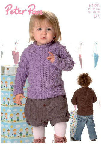 Bobble and Cable Sweater in Peter Pan DK (P1125) Digital Version