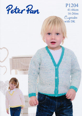 Cardigan & Sweater in Peter Pan Cupcake with Peter Pan DK (1204)